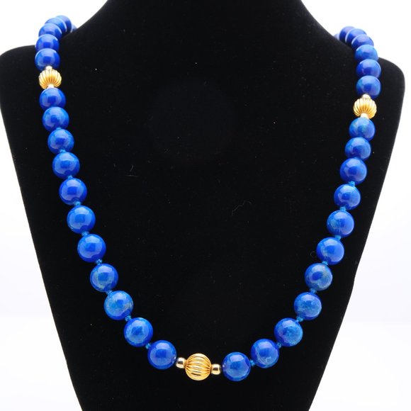 Lapis Lazuli Hand-knotted Bead Necklace - 32 in - Picture 1 of 9